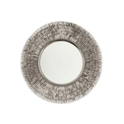 Global Views Quill Burst Steel Round Wall Mirror In Nickel