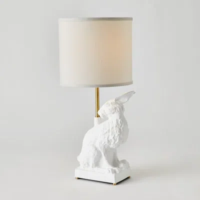 Global Views Rabbit Lamp In Matte White