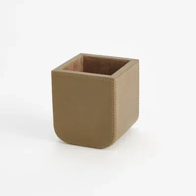 Global Views Radius Edge Leather Pencil Cup In Beige