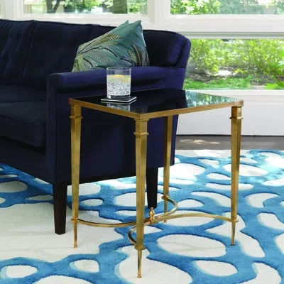 Global Views Rectangular French Square Leg Table In Gold