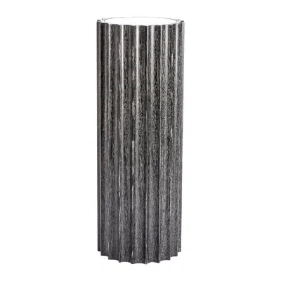 Global Views Reflective Column Pedestal-black Cerused Oak