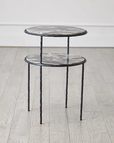 Global Views Registrar Tiered Accent Table In Gunmetal