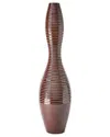 Global Views Ribbed Vase In Red