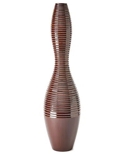 Global Views Ribbed Vase In Red