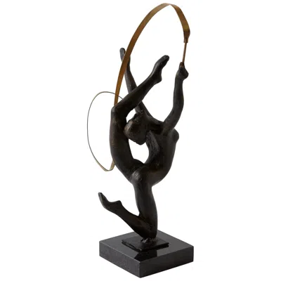 Global Views Ribbon Dancer Black And Bronze 15" High Iron Sculpture