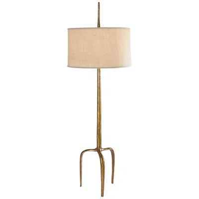 Global Views Riley 73" High Gold Leaf Metal Tripod Floor Lamp In Neutral