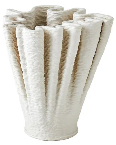 Global Views Ripple Printed Vase In White