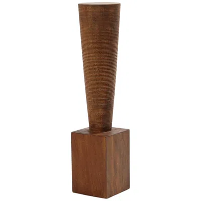 Global Views Rivoli 18" High Brown Wood Decorative Pillar Sculpture