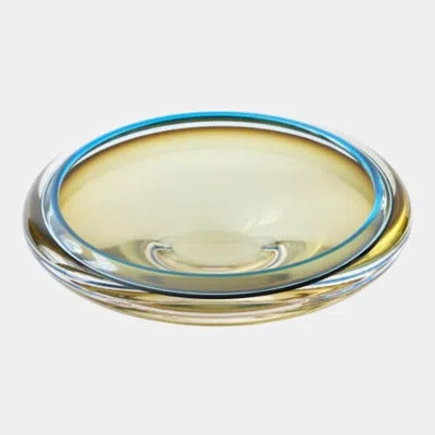 Global Views Rolled Lip Bowl-topaz/blue 3"h X 10"w X 10"d Decorative Bowl In Blue;yellow