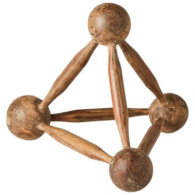 Global Views Roller Pin/wooden Ball Pyramid In Brown
