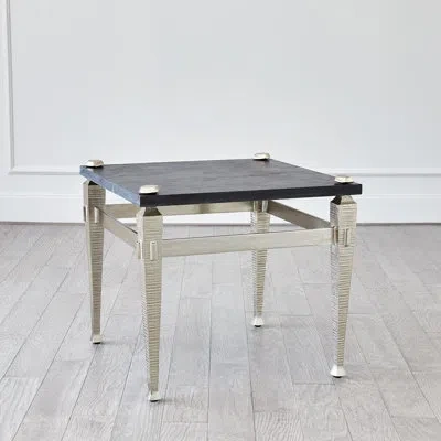 Global Views Roman End Table In Black Top,nickel Plated Base
