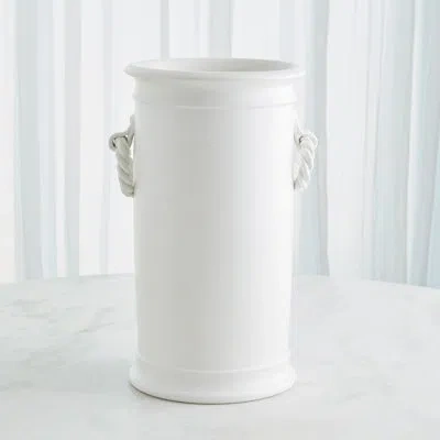Global Views Rope Handle Vessel In Ceramic,porcelain,white