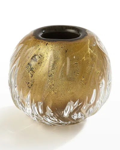 Global Views Round Swirl Vase - 5" In Gold