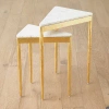 Global Views S/2 Triangular Nesting Tables-gold Leaf In White