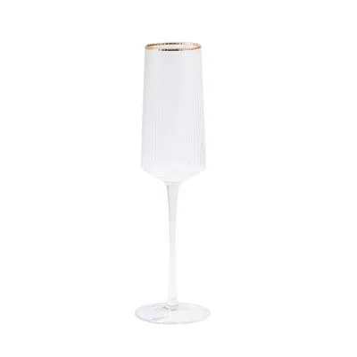 Global Views S/4 Winston Champagne Glasses In Gold;clear
