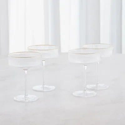 Global Views S/4 Winston Coupe Glasses In Gold;clear