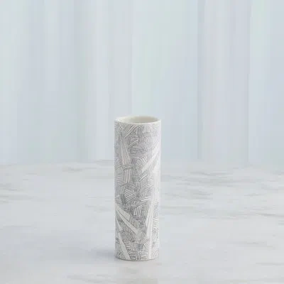 Global Views Searchlight Handmade Ceramic Table Vase In White,gray