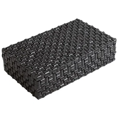 Global Views Semi-gloss Black 12" Wide Woven Horn Decorative Box
