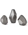 Global Views Set Of 3 Geo Vases In Black