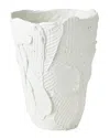 Global Views Short Chip Vase In White