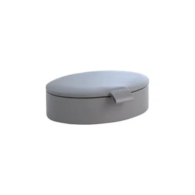 Global Views Signature Oval Leather Box In Marble Gray