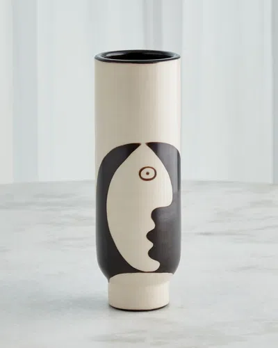 Global Views Simple Face Vase In Natural In White