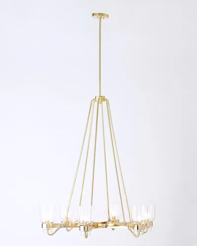 Global Views Six Light Chandelier In Shiny Brass