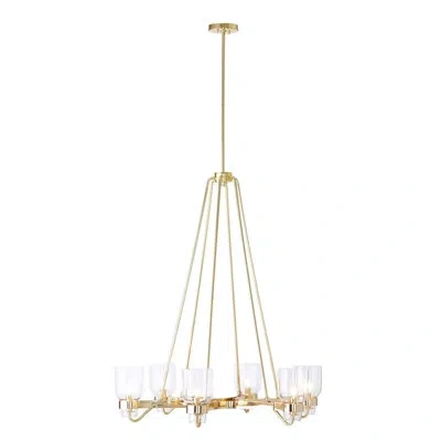 Global Views Six Light Chandelier In Shiny Brass