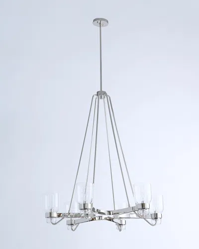 Global Views Six Light Chandelier In Shiny Nickel