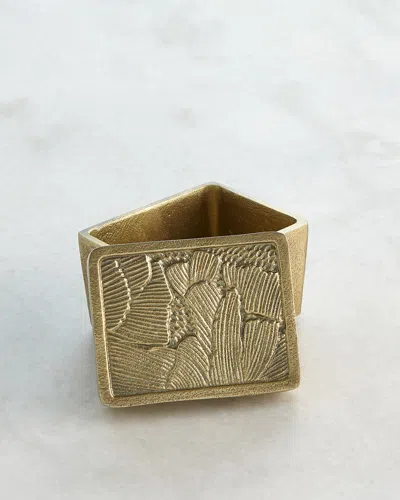Global Views Small Flora Antiqued Brass Box