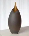 Global Views Small Frosted Vase With Amber Casing In Amber