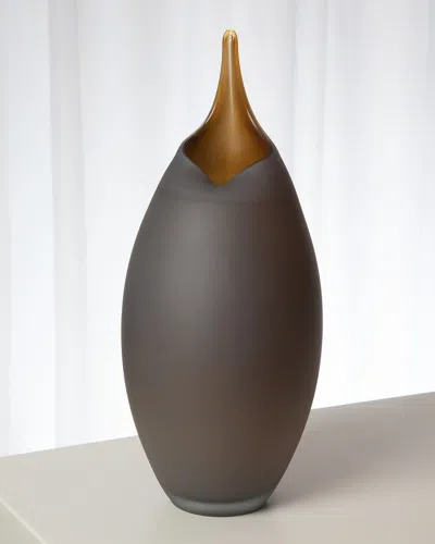 Global Views Small Frosted Vase With Amber Casing