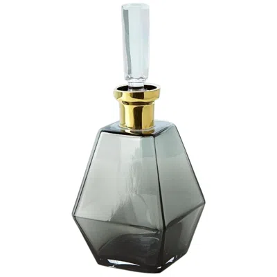 Global Views Smoke Gray Glass And Gold Neck 4 3/4"h Decorative Decanter