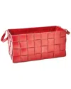 Global Views Soft Woven Leather Basket In Red