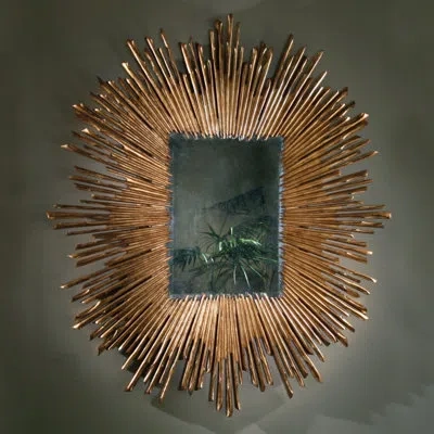 Global Views Soleil Mirror-gold Leaf In Brown