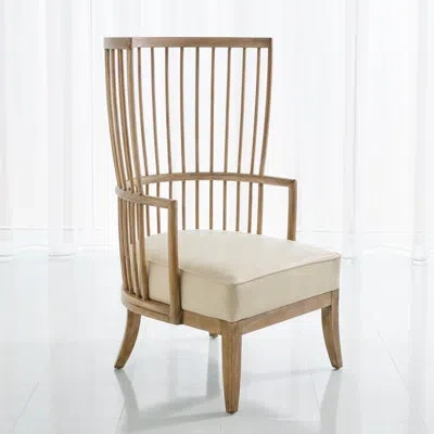 Global Views Spindle Wing Chair In Brown