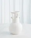 Global Views Spiral Handle Vase, Squat 12" In White