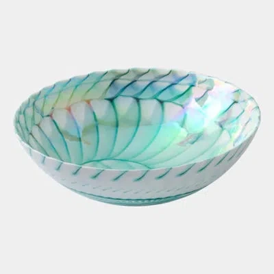 Global Views Spiral Threads Bowl-turquoise 6"h X 18"w X 18"d Decorative Bowl In Blue