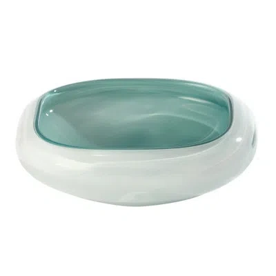 Global Views Square Cased Glass Bowl-azure In Blue,azure