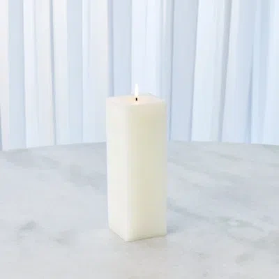 Global Views Square Pillar Candle-unscented-3" X 9" In White
