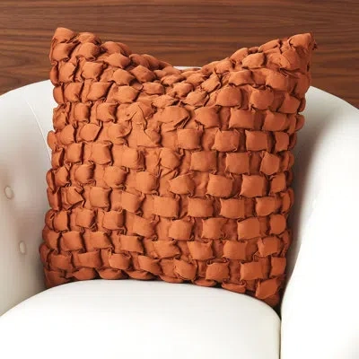 Global Views Square Ruche Pillow-rust In Brown