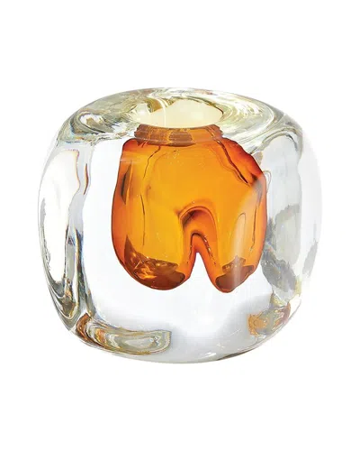 Global Views Square Vase In Brown