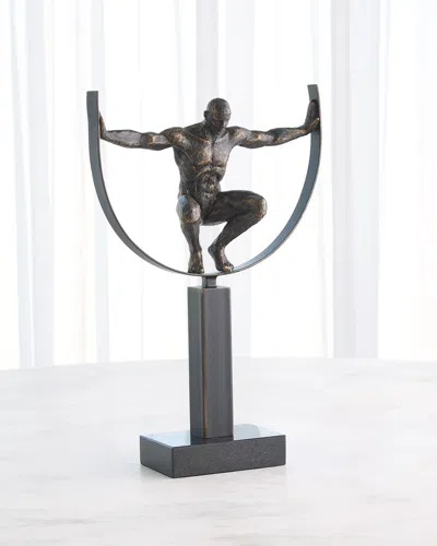 Global Views Squat Press Sculpture In Bronze