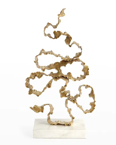Global Views Squiggles Sculpture In White/gold