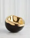 Global Views Squished Golden Crackle Bowl, Large In Gold