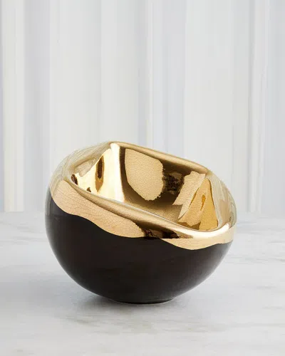Global Views Squished Golden Crackle Bowl, Large