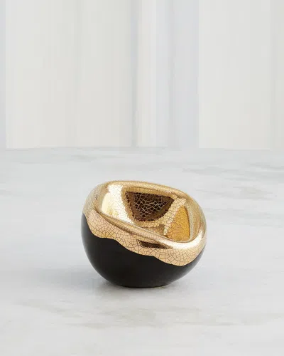 Global Views Squished Golden Crackle Bowl, Small