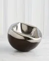 Global Views Squished Platinum Crackle Bowl, Large In Platinum