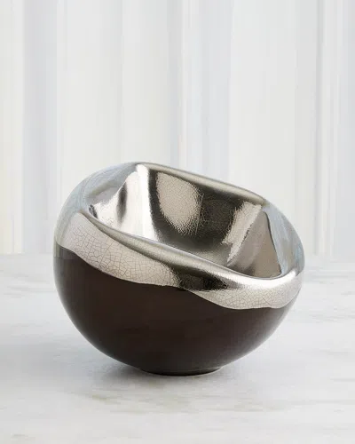 Global Views Squished Platinum Crackle Bowl, Large