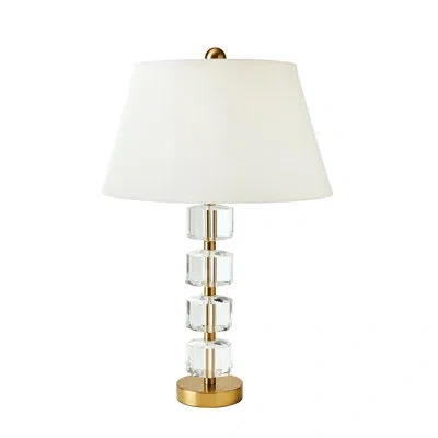 Global Views Stacked Faceted Crystal Lamp In Brass,clear
